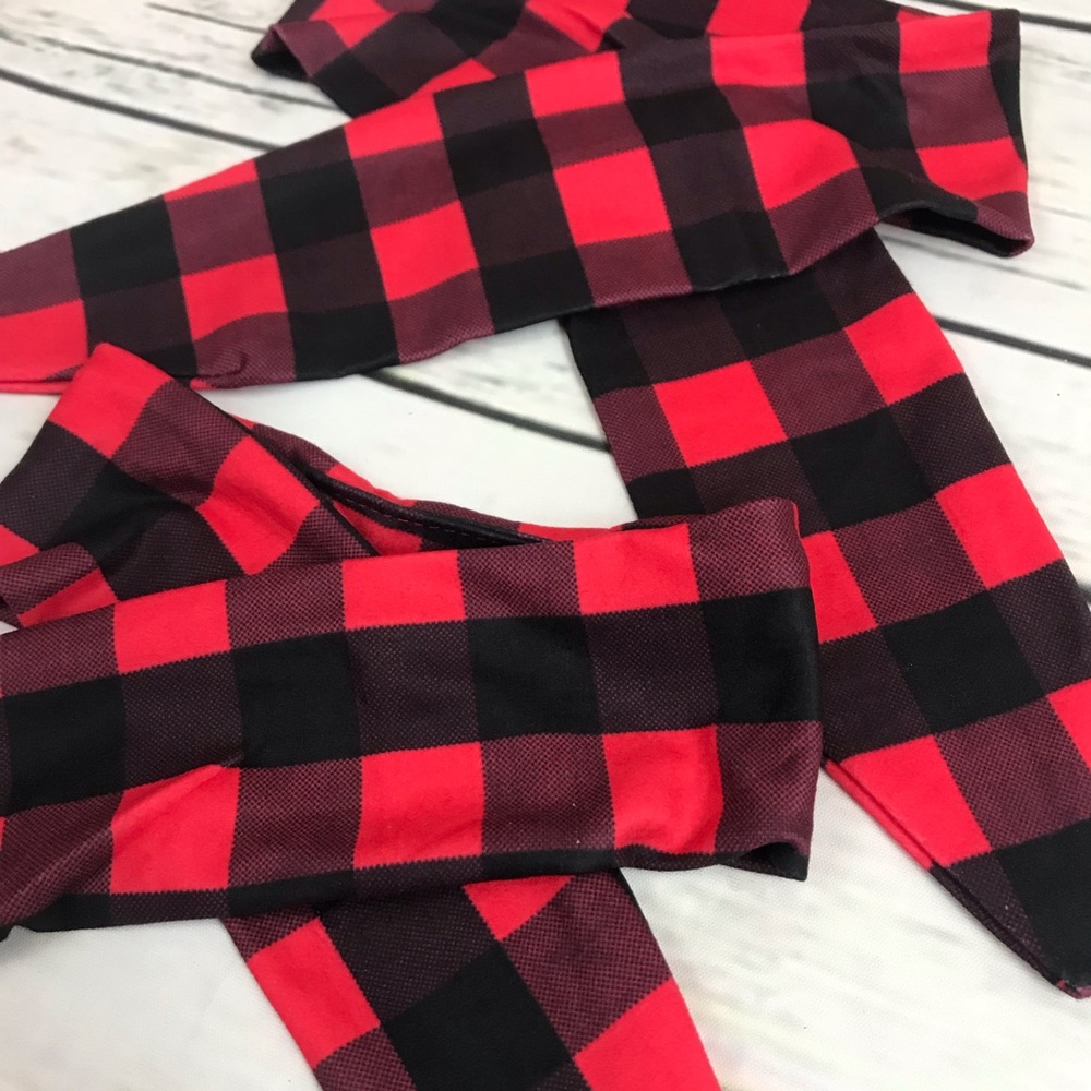 2Pc Mother/Daughter Buffalo Plaid BowKnot Headband - Picture 6 of 8